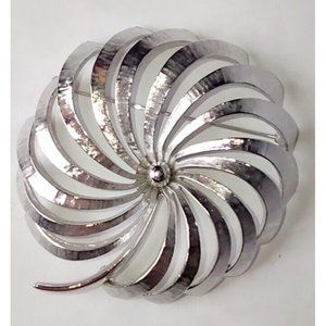 Signed MONET Vintage Monet Silver Spiral Brooch 2.5 in